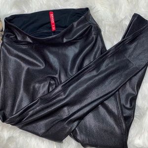 Black Leather Spanx Leggings New Size LG
